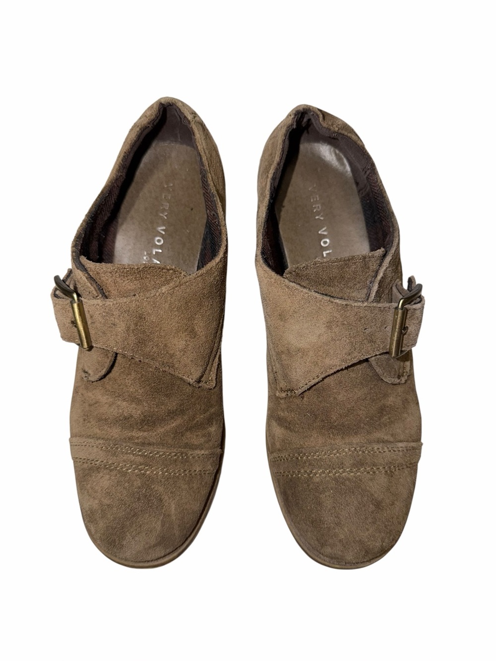 Very Volatile Brown Taupe Suede Single Monk Strap Loafers Size 7 🌻